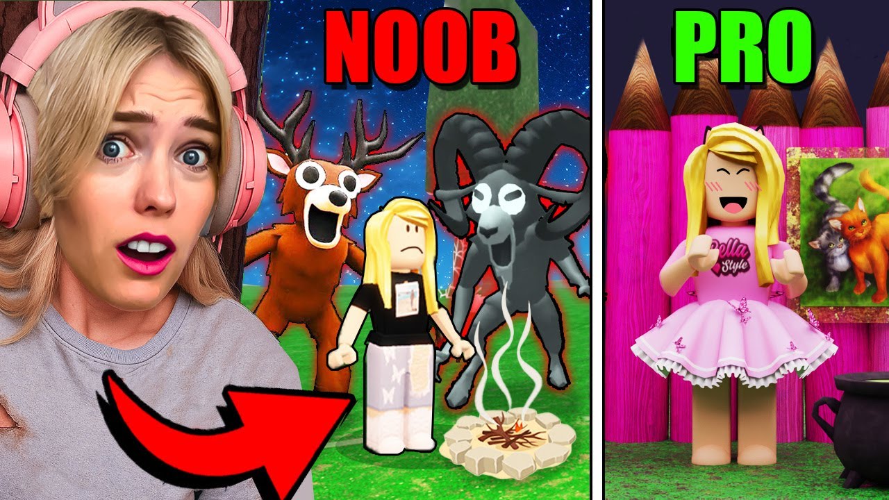 BAZA NOOB vs BAZA PRO w 99 NOCY W LESIE 😁 Roblox