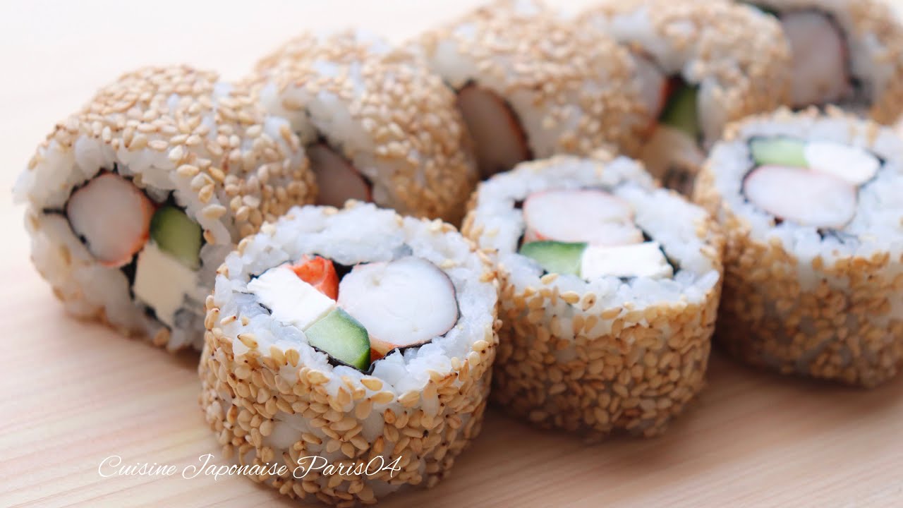 Recette Sushi Maki inversé au sésame  I  Maki Crevette I Sushi  I  Cuisine Japonaise Paris 04