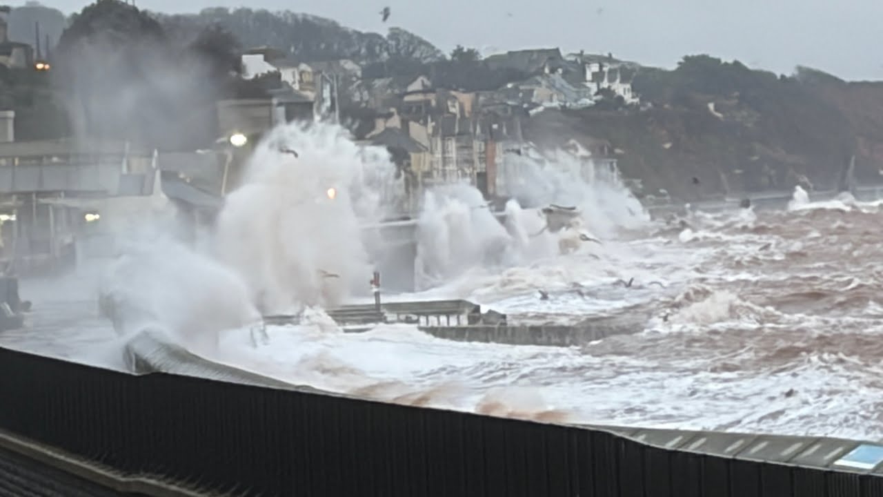 Stormy seas batter Dawlish again at high tide,plus another weather warning for floods