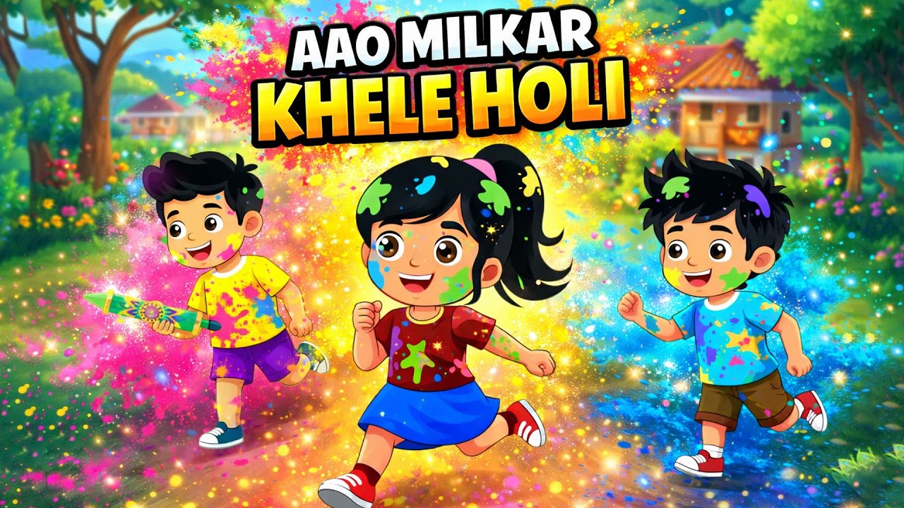 आओ मिलकर खेलें होली | Aao Milkar Khele Holi | Indian Festival Holi Special Song for Babies | Rhymes