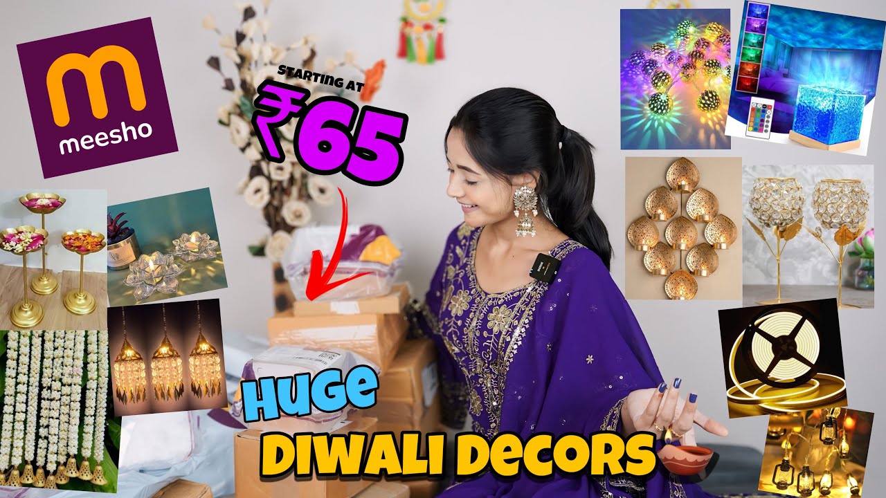 Meesho Diwali Decors Starting at ₹65🥳| Huge Meesho Diwali Decors 🪔 #diwali #diwalidecoration