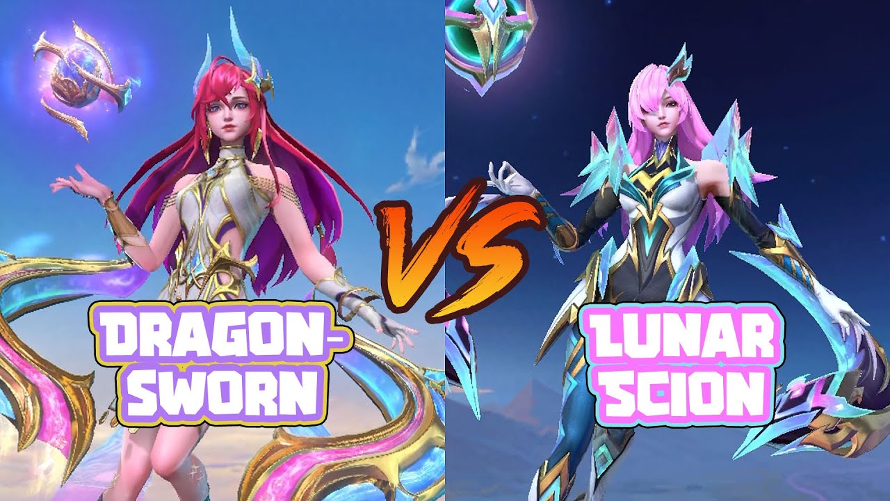 Novaria - Lunar Scion special skin V.S. Dragonsworn collector skin - MLBB - Skin Comparison