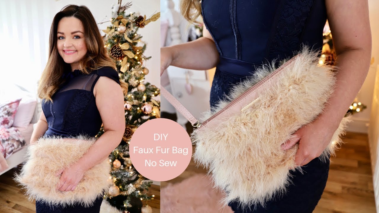 How to make a Faux Fur clutch bag, No sewing.
