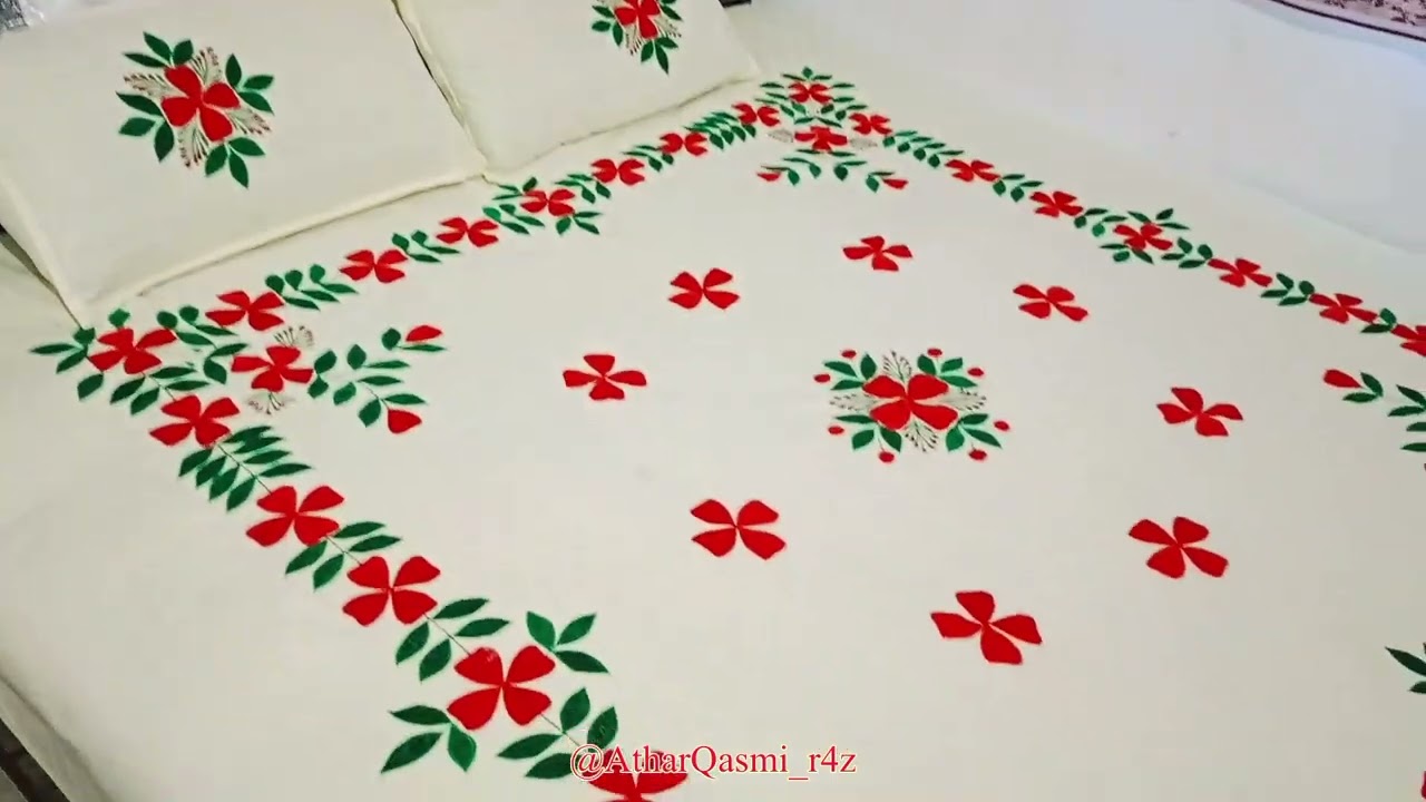Chadar Ka design|| velvet | aplic bedsheet design | hand work | embroidery art | border design