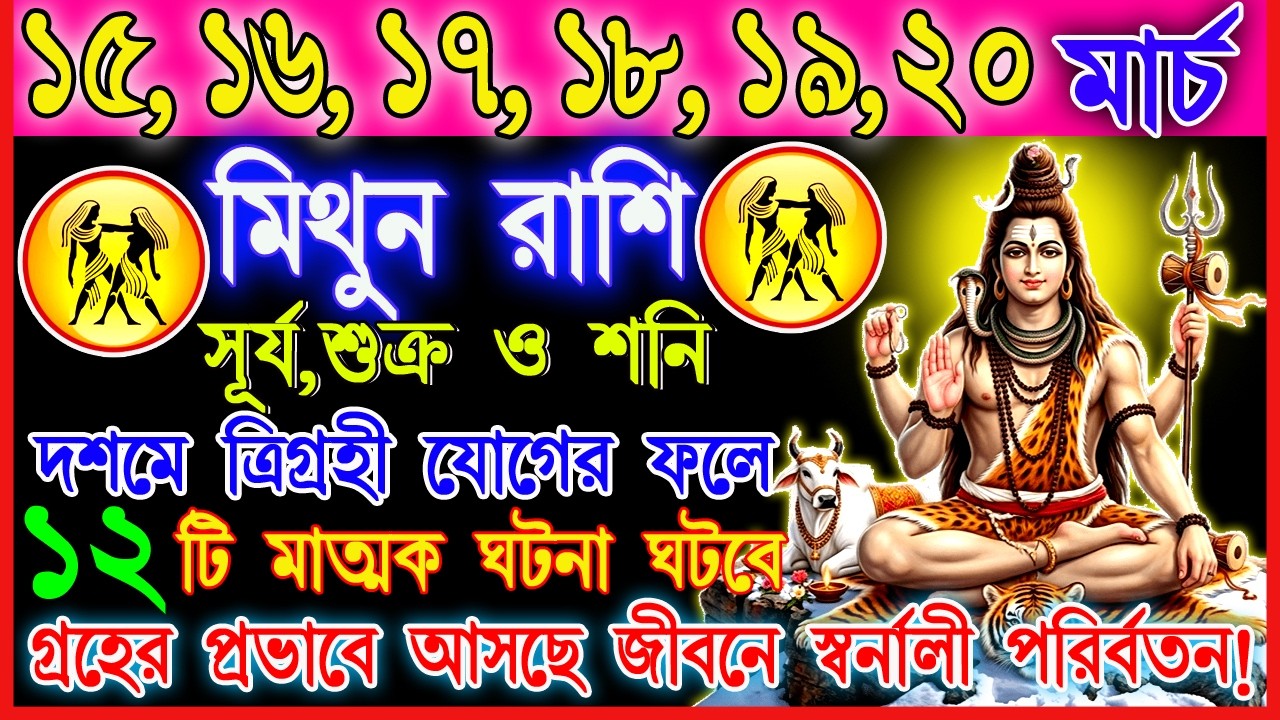 মিথুন রাশি 15–20 মার্চ | জীবনে বড় সুযোগ নাকি লুকিয়ে আছে বিপদ? | কাজ-অর্থ-প্রেম বিশ্লেষণ | Gemini