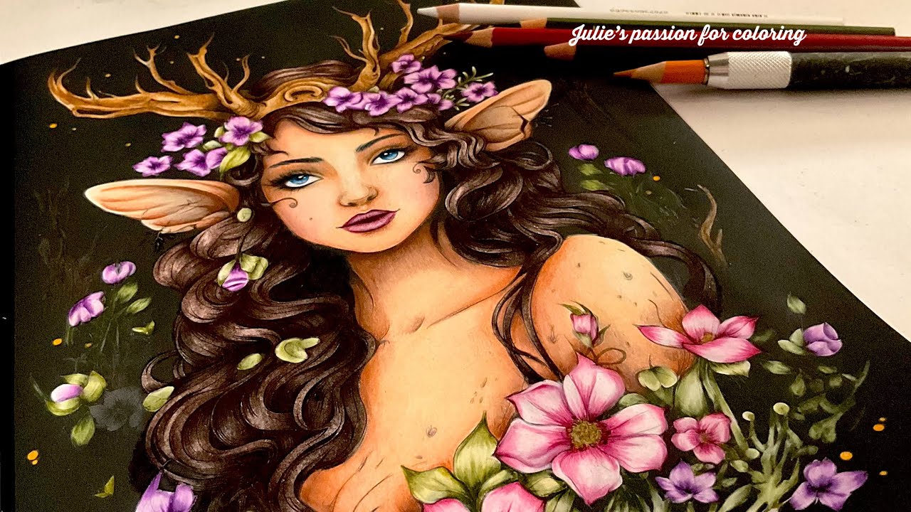 🌺 THE MAGICAL MIDNIGHT FOREST by Myra Rowse ✏️Prismacolor Pencils - easy coloring tutorial