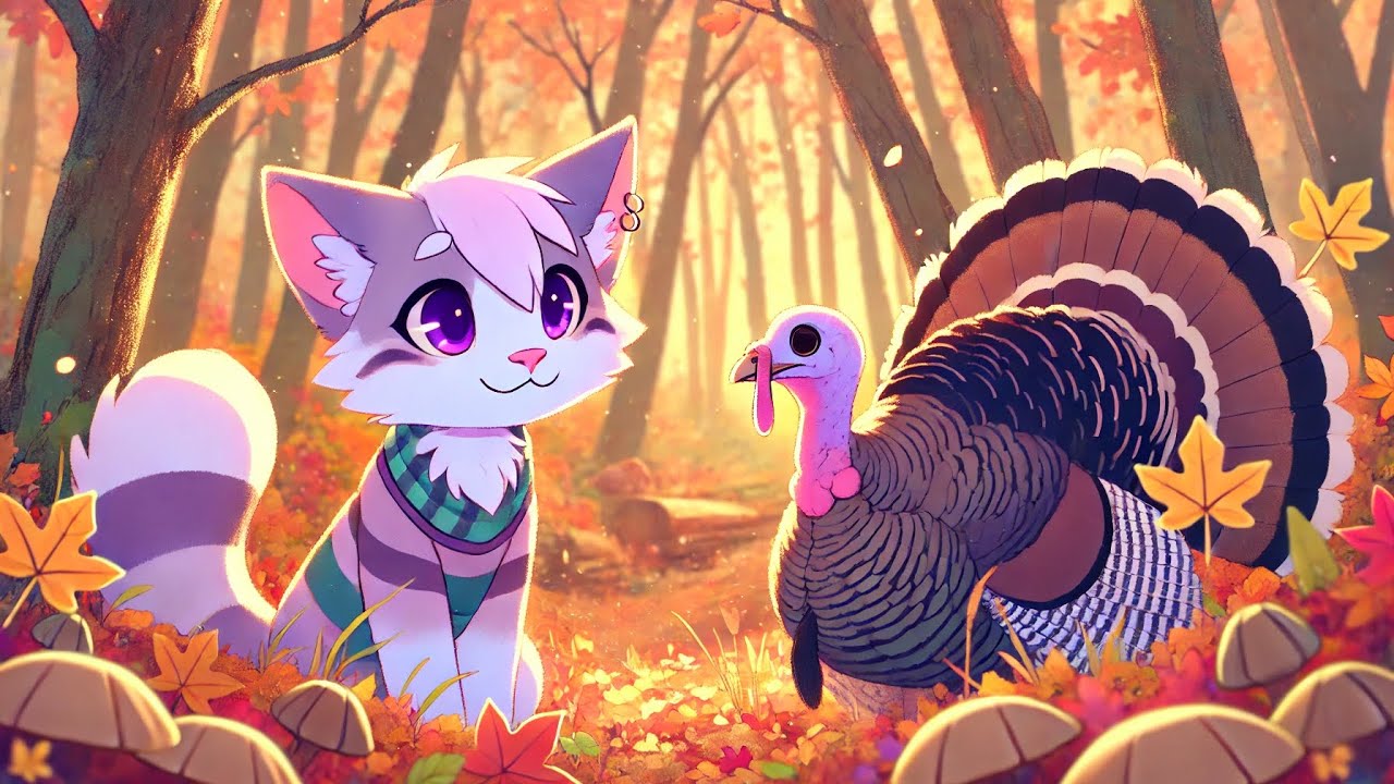 #Chill #lofi #ambient #songs that play when a kitten meets a wild turkey in the fall forest