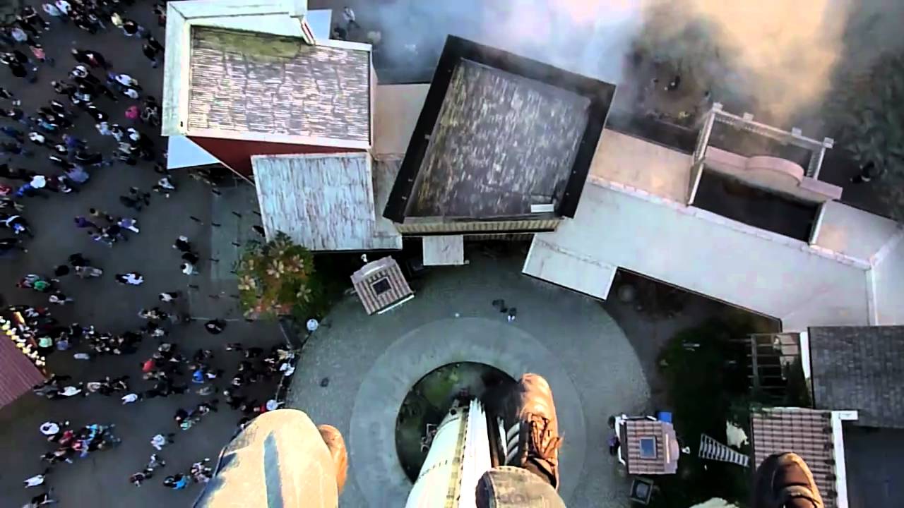movie park german- The High Fall -seine erste fahrt  auf einem  free fall tower