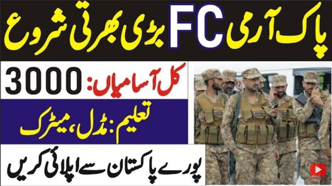 Frontier Corp FC jobs 2021 pak army jobs 2021