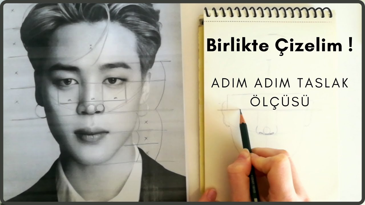 Birlikte 'BTS Jimin Çiziyoruz ! / Karakalem Portre #1 - 2022 Kpop Çizimleri