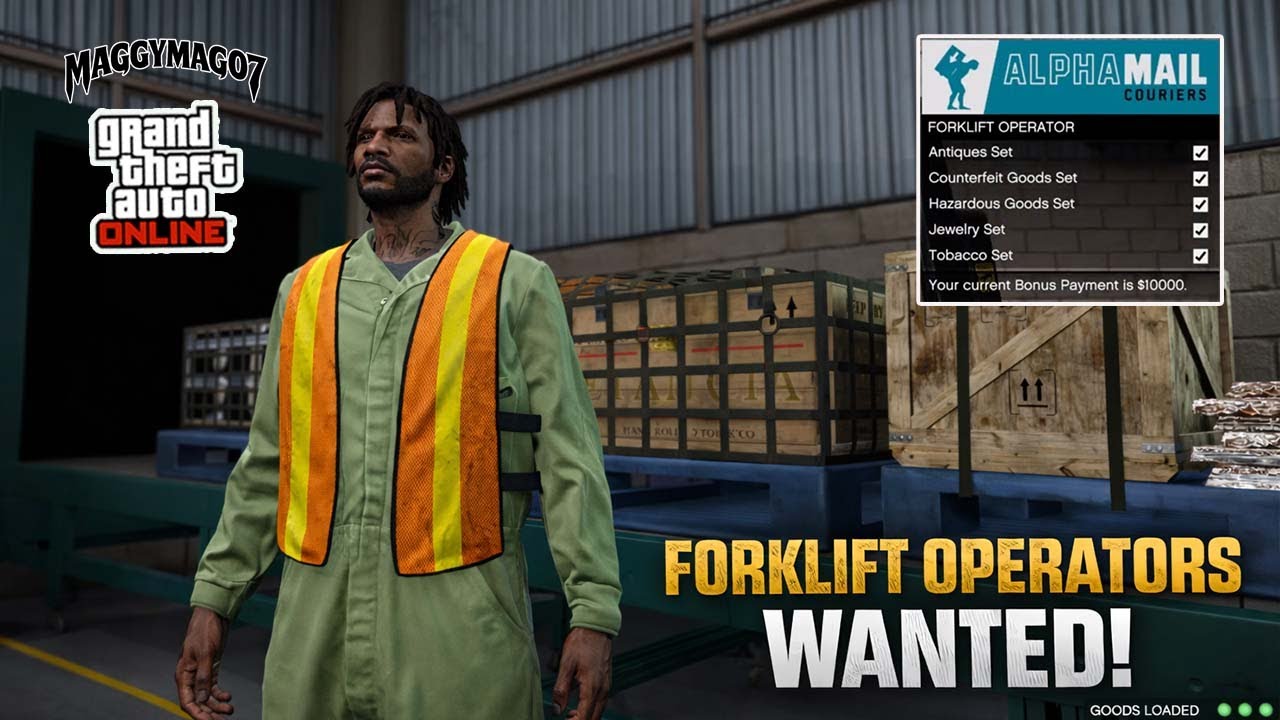 HOW TO BECOME A FORKLIFT OPERATOR IN GTAV ONLINE | UNLOCK THE OUTFIT  AND BONUS REWARDS