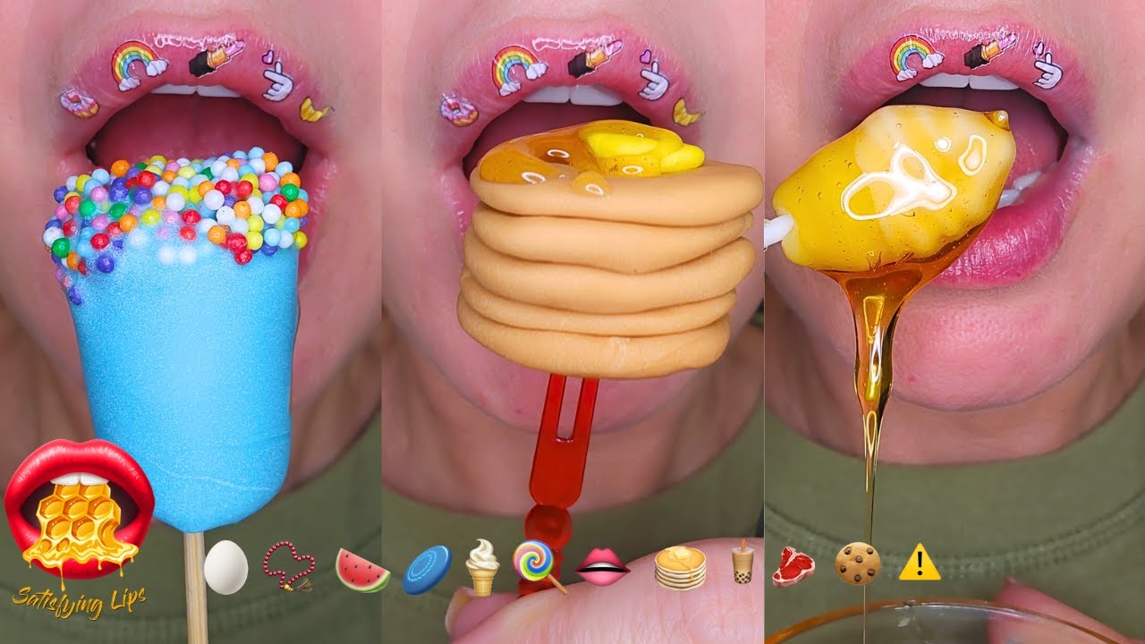 ASMR Satisfying Eating Emoji Food Challenge