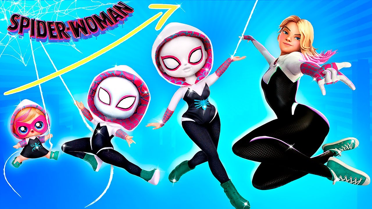 Dorastanie Spider Girl Gwen Stacy! Wyroby dla LOL OMG
