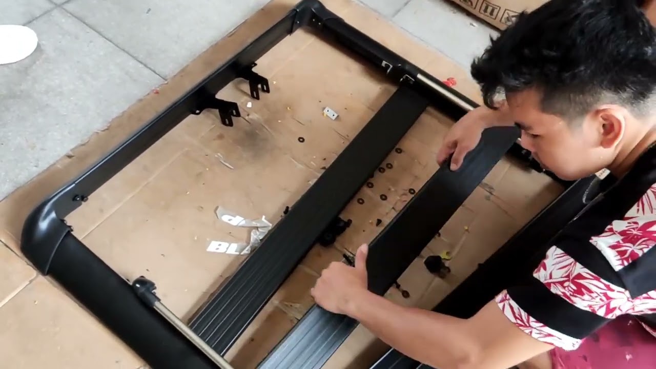 how to Install Roof Basket 50x38 (black) clamp to roof rail crossbar