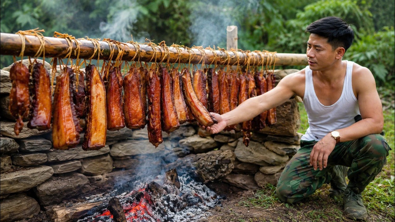 Trieu Khang Smokes a Giant Wild Boar | Food for the Whole Year