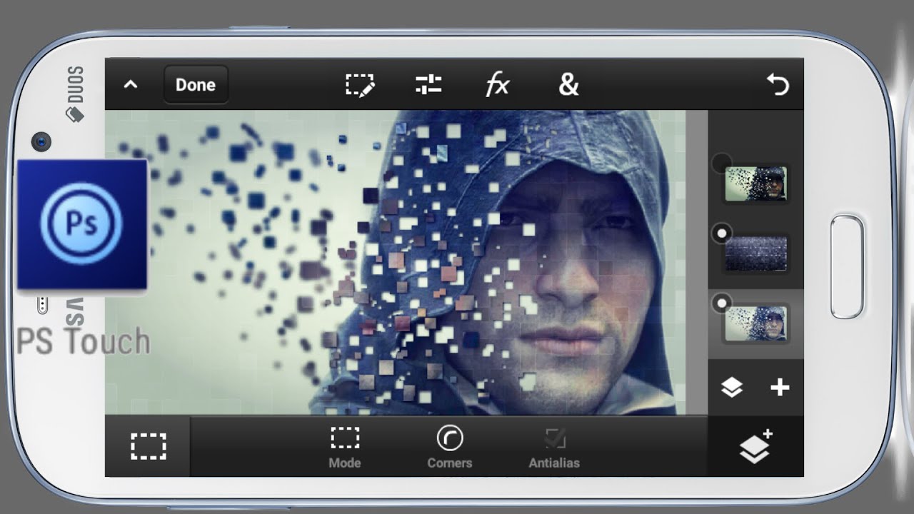 Ps Touch | Disintegration of Pixels | Photoshop Touch tutorial (mobile)