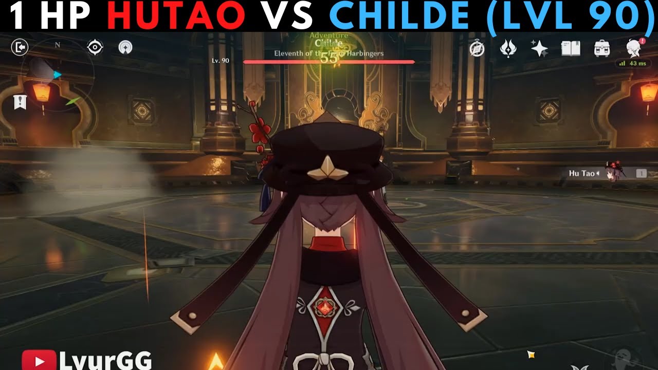 1 HP HUTAO vs LVL 90 CHILDE BOSS (WL8) - Genshin Impact