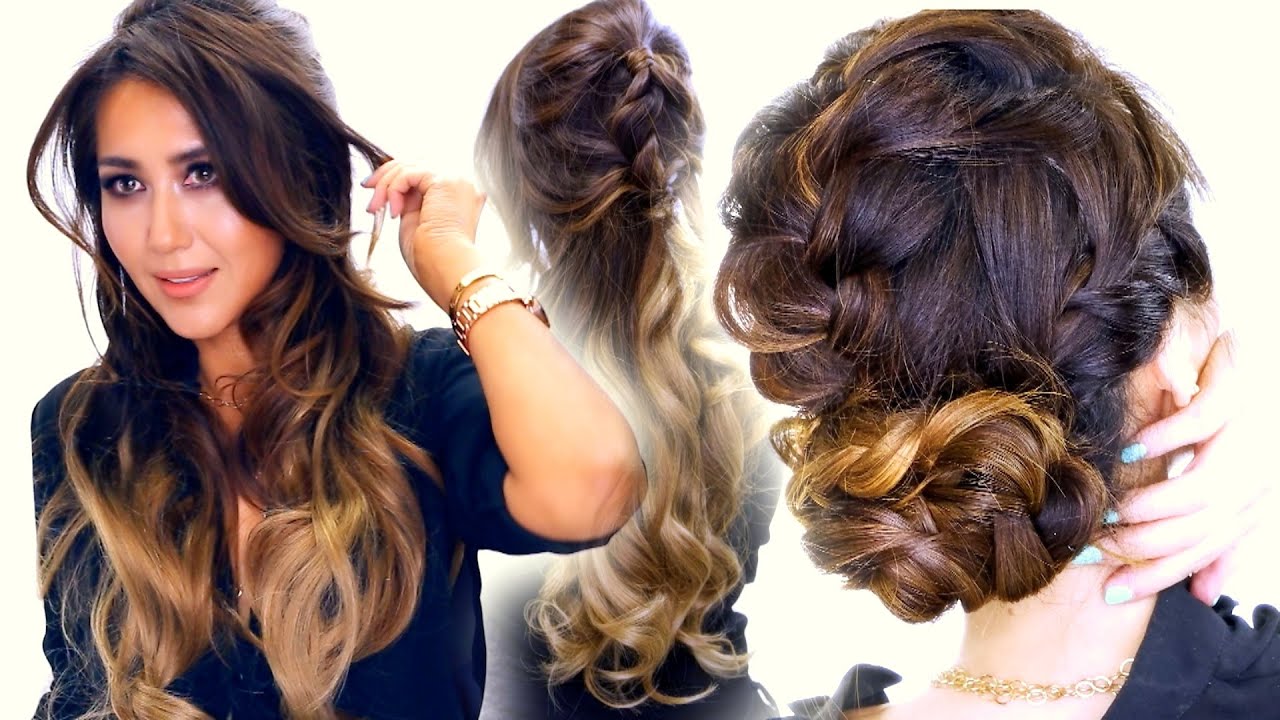 2 ★ Summer BRAID Hairstyles | Cute Half-Updo & Messy Bun Hairstyle