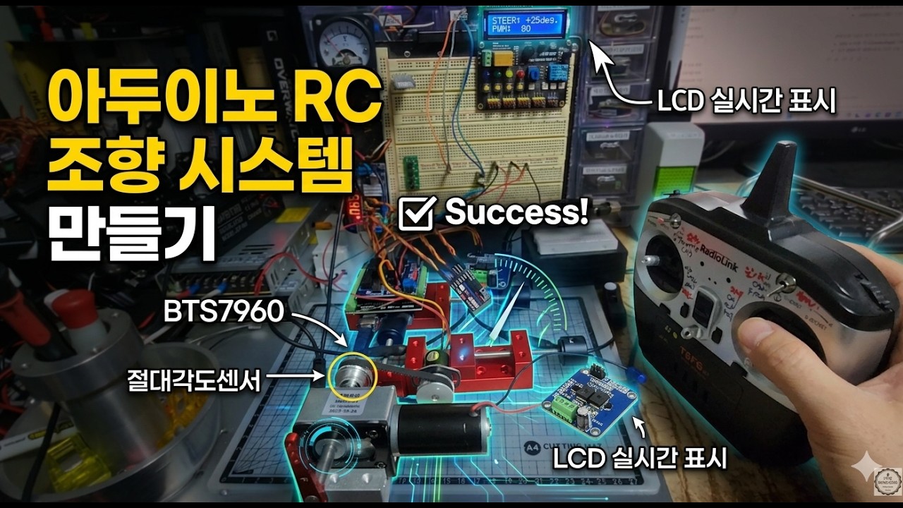 아두이노 RC 조향 시스템 만들기 | 절대각도센서 + BTS7960 + LCD 실시간 표시