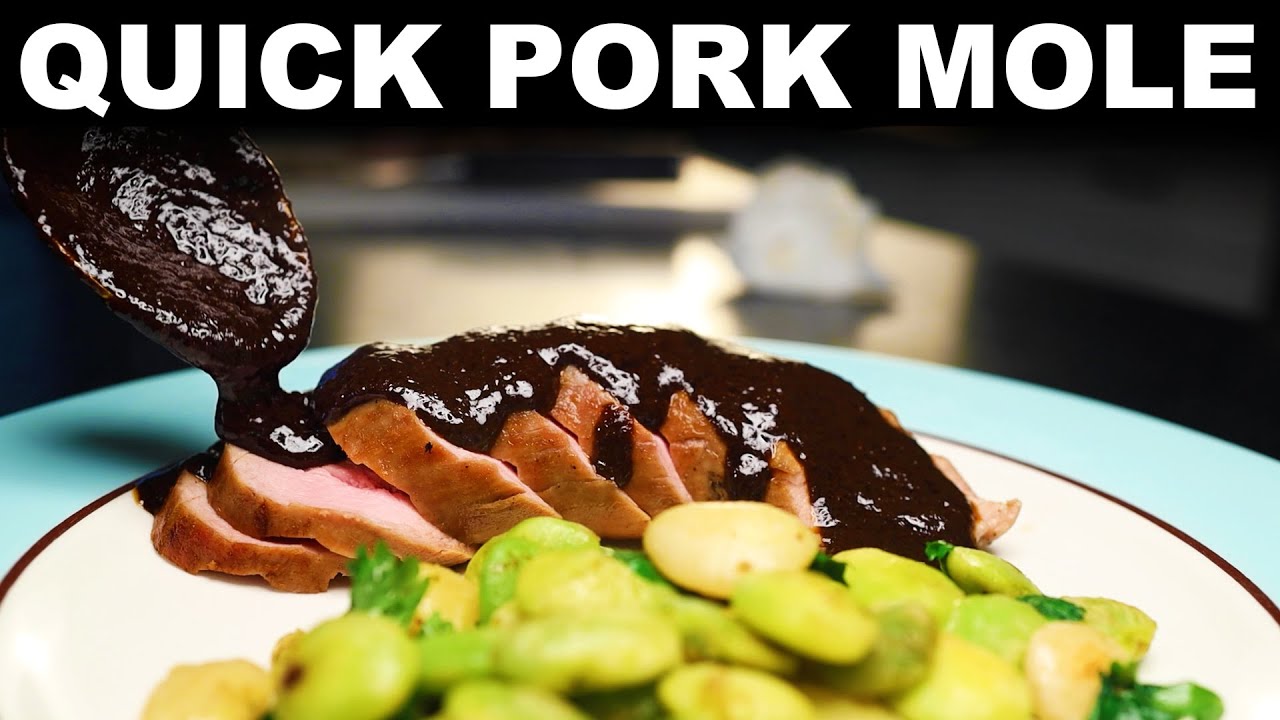 'Weeknight' mole poblano with pork tenderloin and limey lima beans