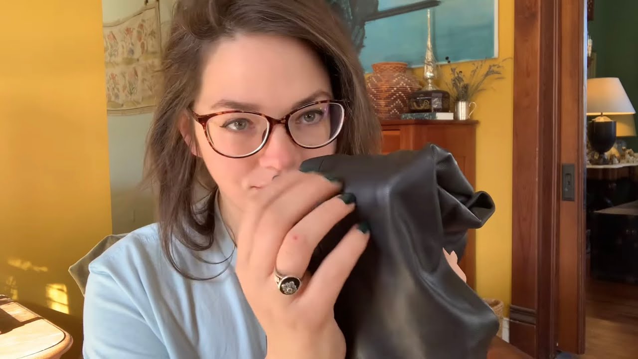 ASMR Unboxing a Leather Skirt with Try-on - Leather Sounds!
