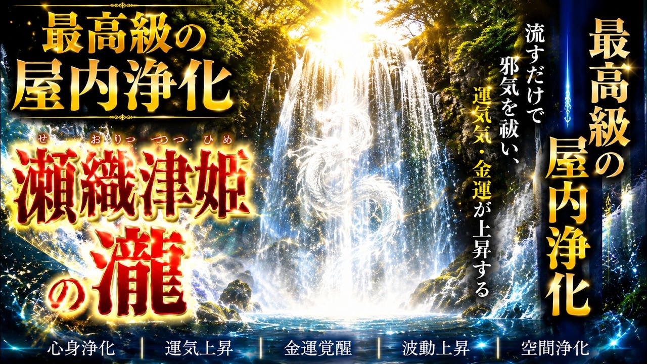 【極・超高級波動】・心身浄化・室内浄化・浄霊　大祓最高神 瀬織津姫の聖なる瀧波動（エネルギー）｜あらゆる屋内、身体などの浄霊・浄化 ※劇的運氣上昇が始まる動画@369mirokumind