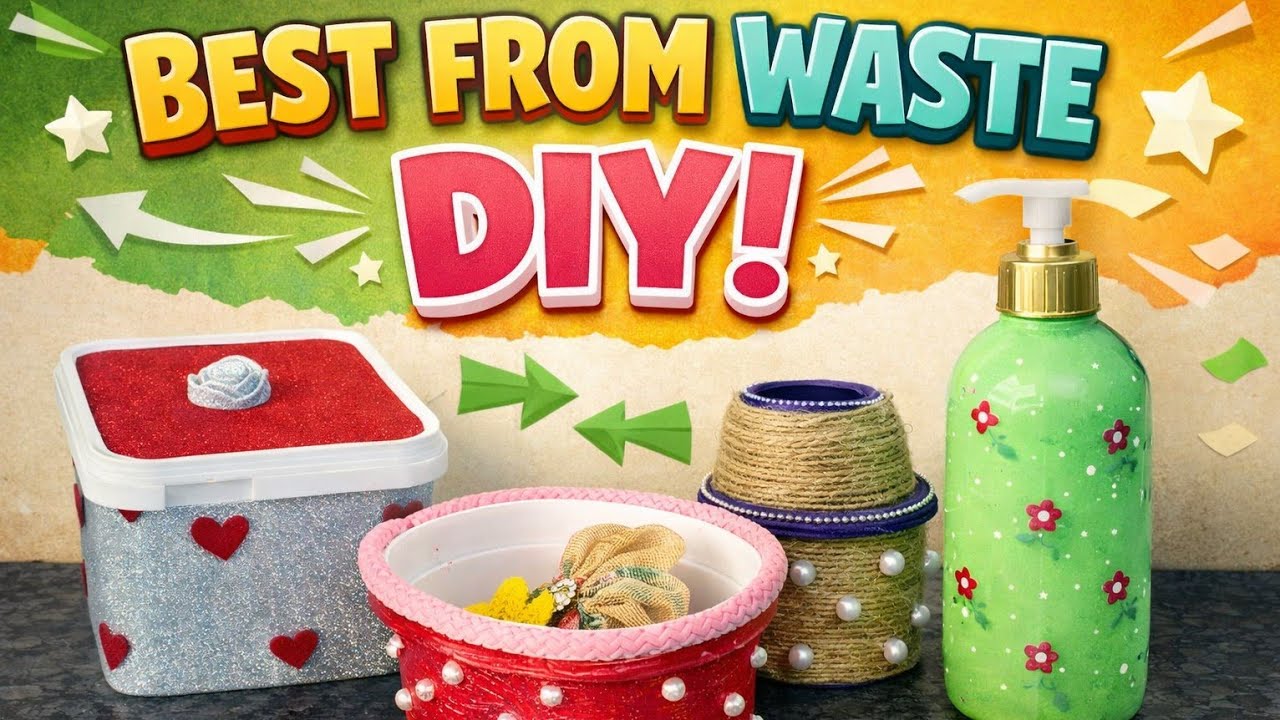 Best from waste crafts from plastic containers and bottles| How to make waste material craft 