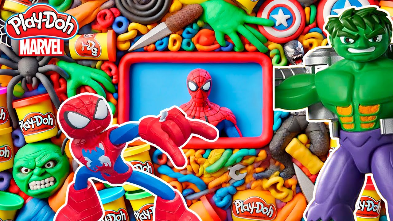 PLAY DOH Marvel SPIDER MAN Playset & Smash Playset de HULK