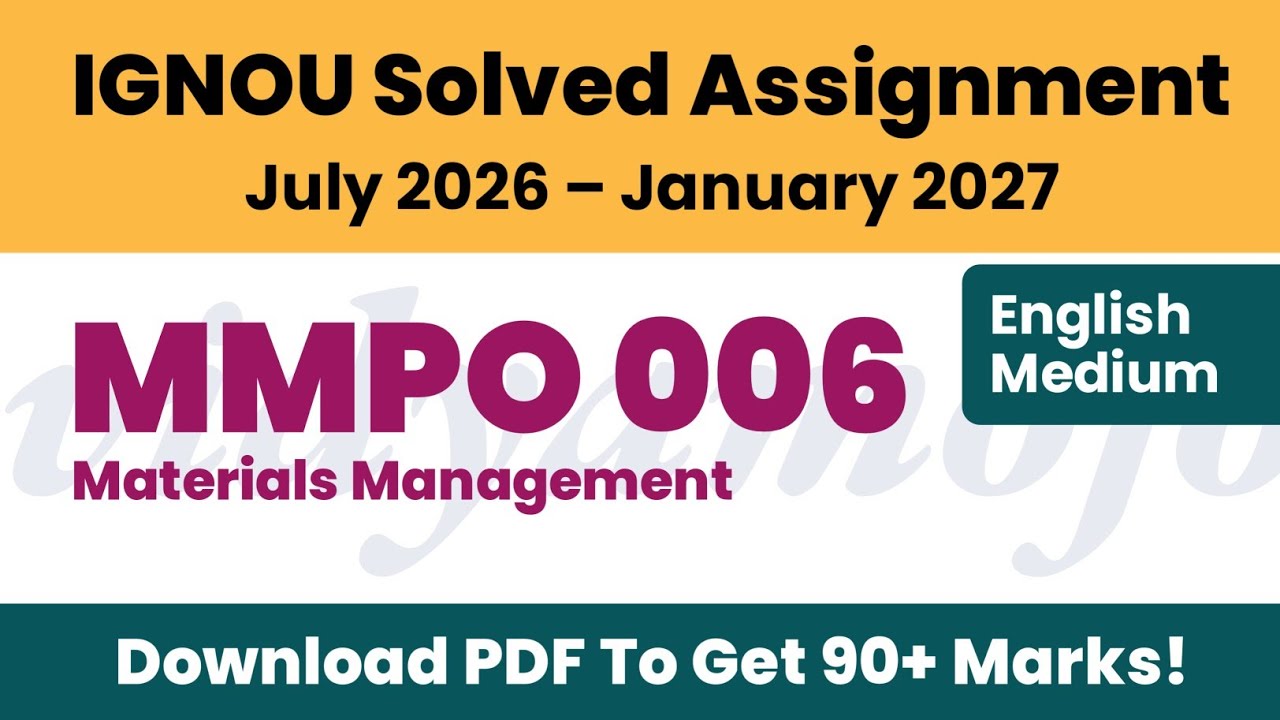 IGNOU MMPO 006 Solved Assignment 2026-27 English Medium PDF Download | IGNOU MBA