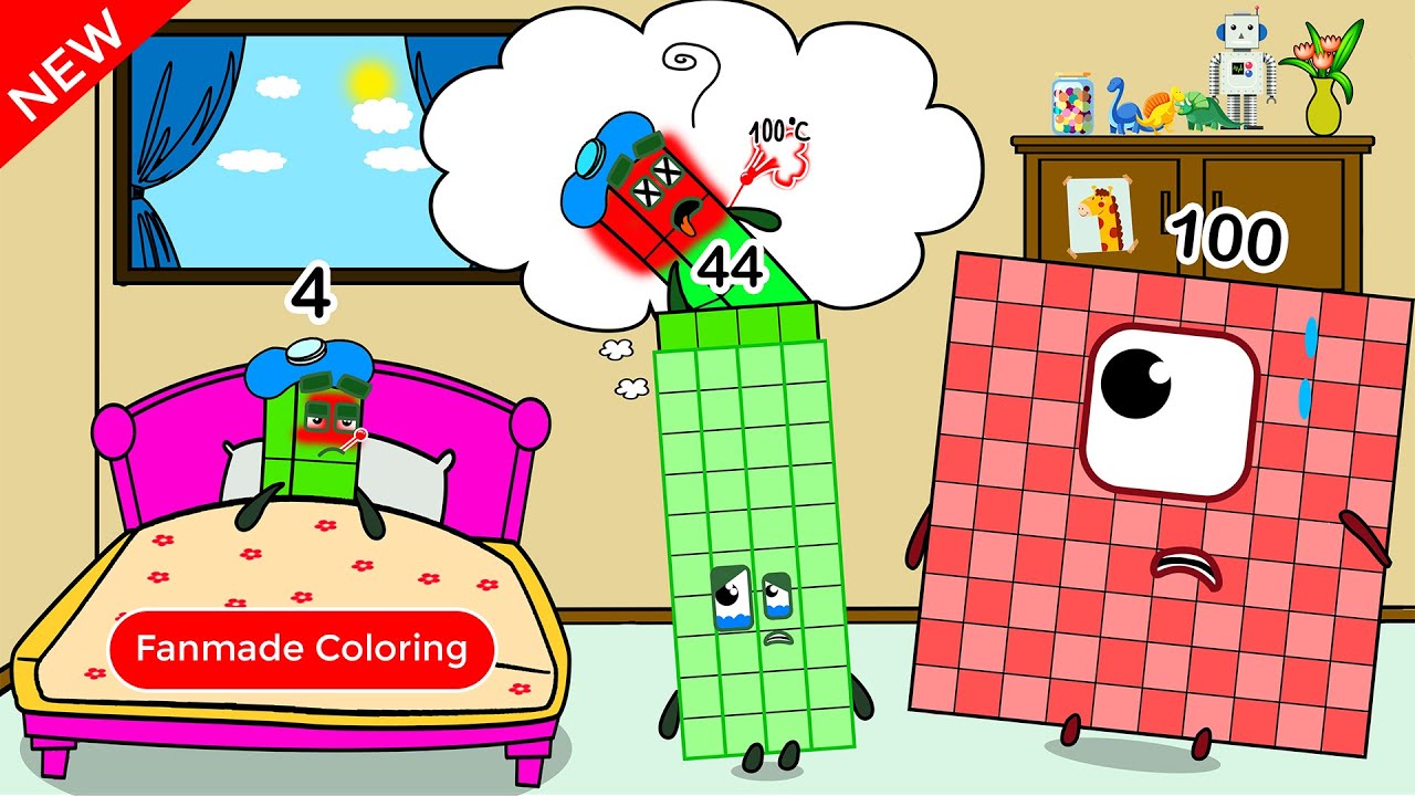Oh No! Numberblocks 4 is Sick | Numberblocks Fanmade Coloring Story