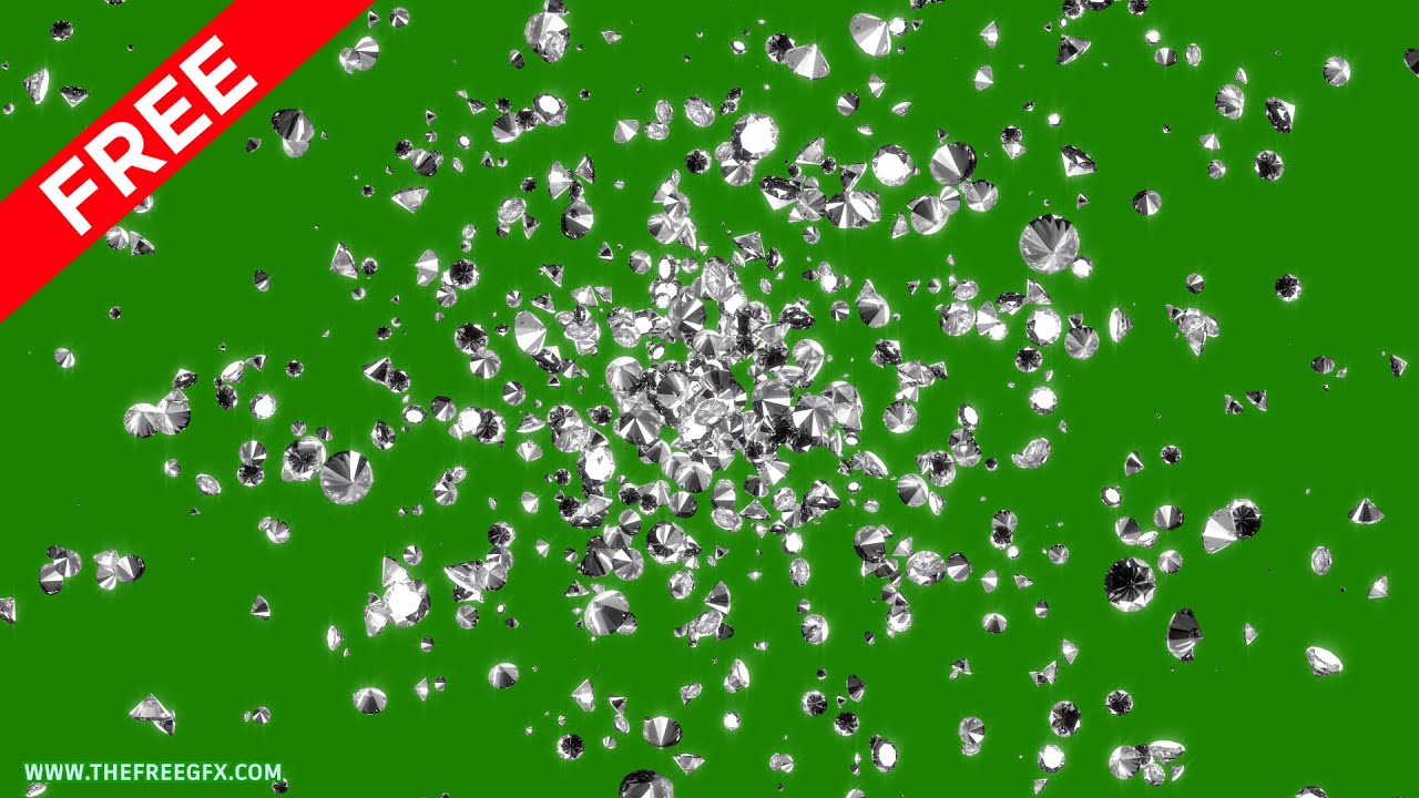 Diamond particle blast free green screen video