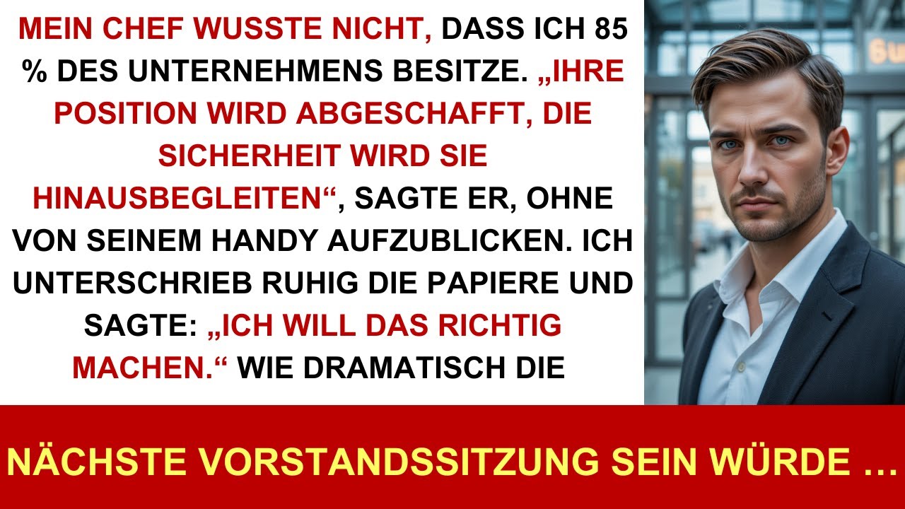 Mein Chef Hat Mich Gefeuert, Ohne Zu Wissen, Dass Mir 85 % Der Firma Gehören.