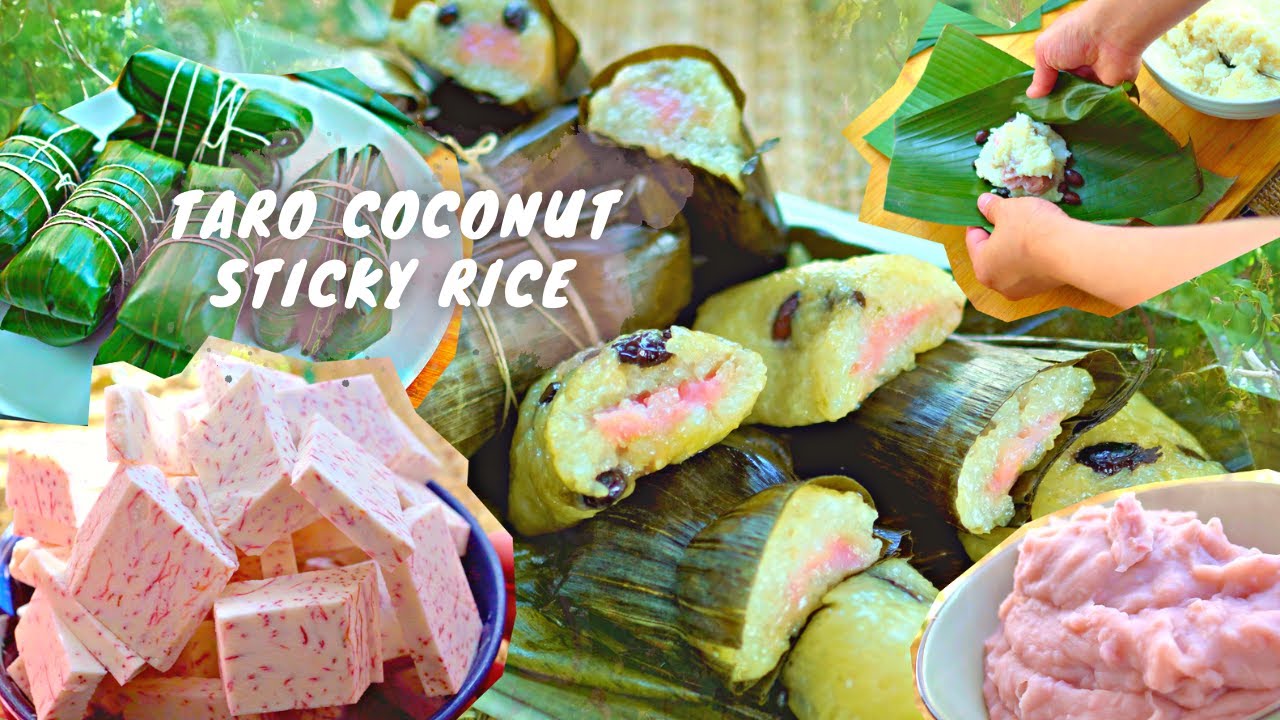 TARO COCONUT STICKY RICE IN BANANA LEAVES