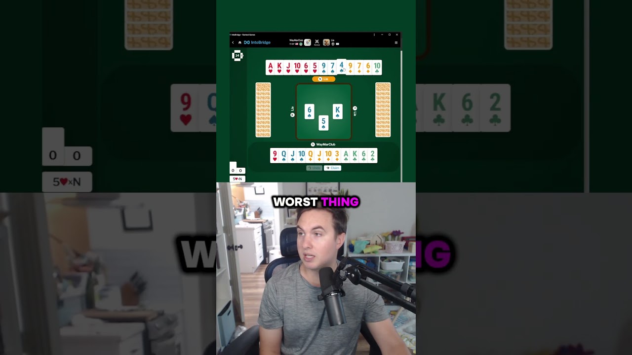 Disaster Decision: 5 Hearts North Doubled Bridge Card Game