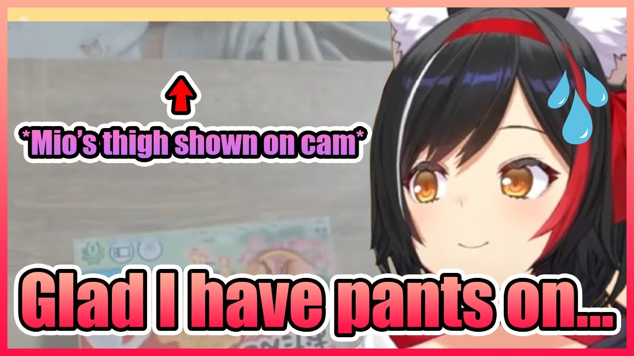 Pon Mio Didn’t Realize Her Lower Half Was Shown on the Camera the Whole Time...【Hololive】
