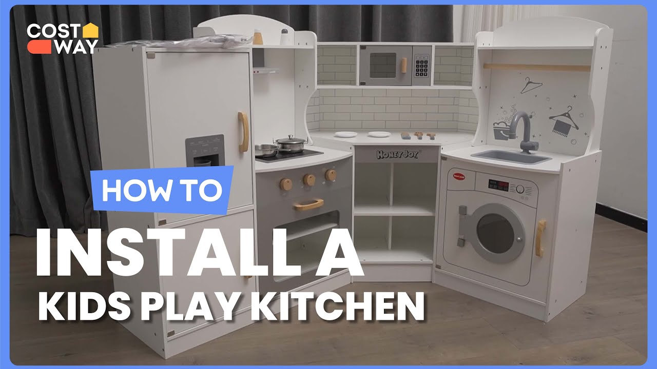 How to Install the Corner Kids Play Kitchen with Washing Machine | TM10079 #costway #howto