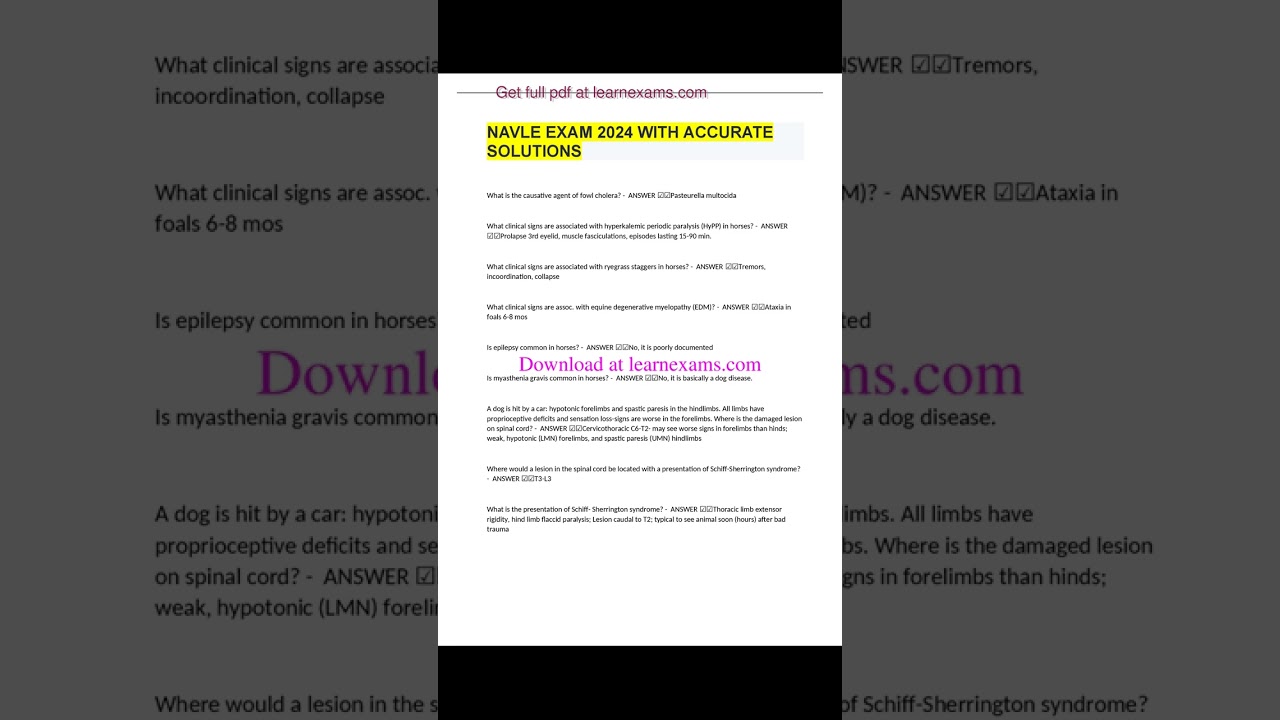 NAVLE EXAM 2024 WITH ACCURATE SOLUTIONS