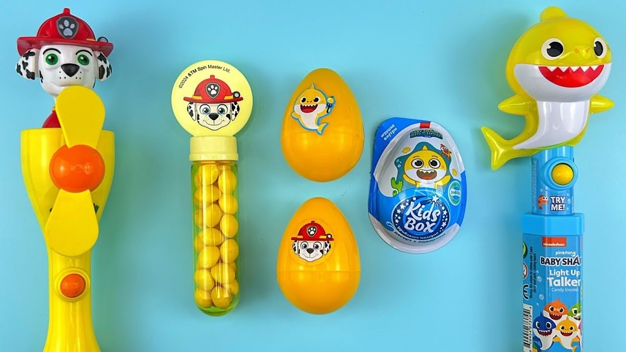 🦈💙 Baby Shark Pez Dispenser ASMR | Crinkly Candy Wrappers & Egg Surprise Opening