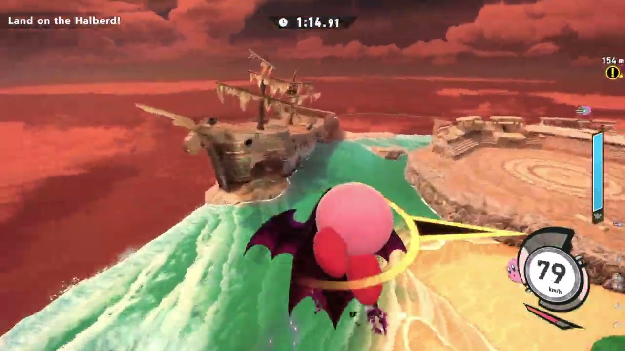 Target the Halberd | Kirby Air Riders Land of the Battleship Halberd flying overhead!