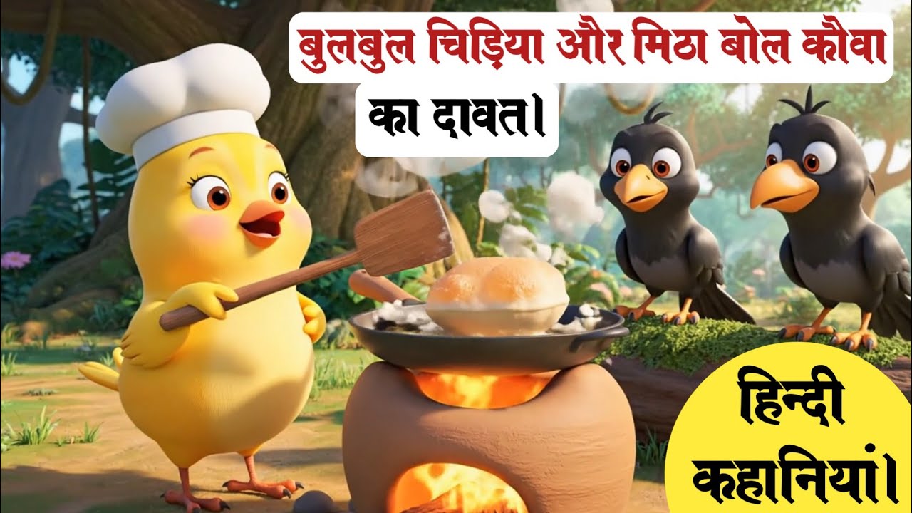 चुलबुली चिड़िया और मीठा बोल कौवा का दावत।