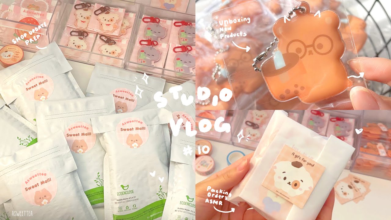 Studio Vlog 010// prepping for a shop update, packing orders asmr, unboxing new stationery products