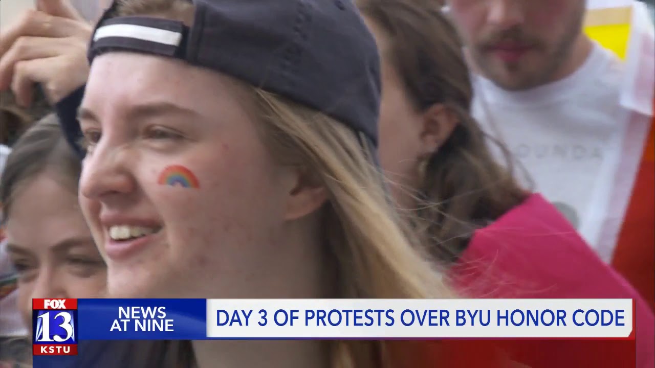 Hundreds protest at church office building after BYU honor code clarification