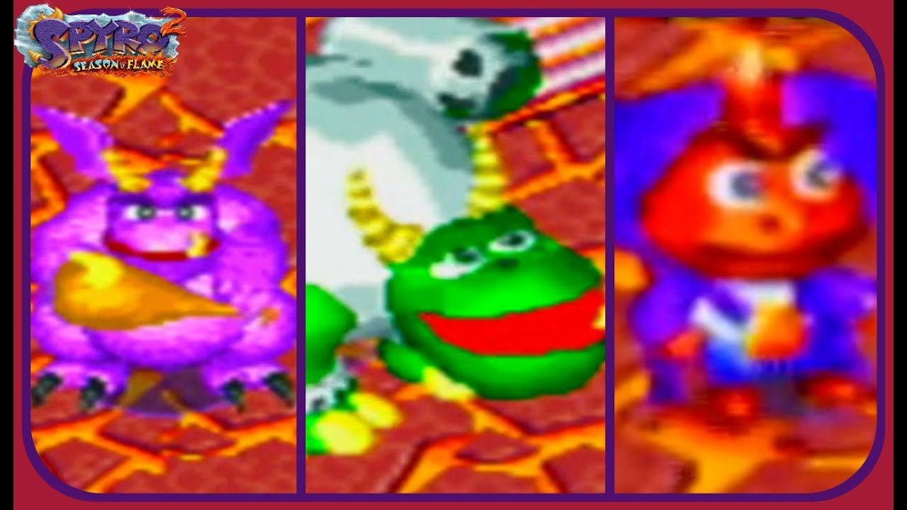 Spyro 2: Season of Flame - All Boss Encounters - NO DAMAGE!!