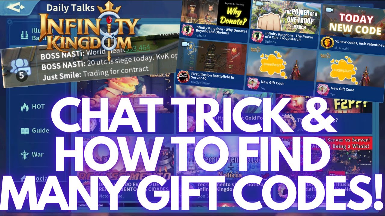 Infinity Kingdom | Chat Shortcut Tip, Where To Find Many Gift Codes, & Current Gift Code List!