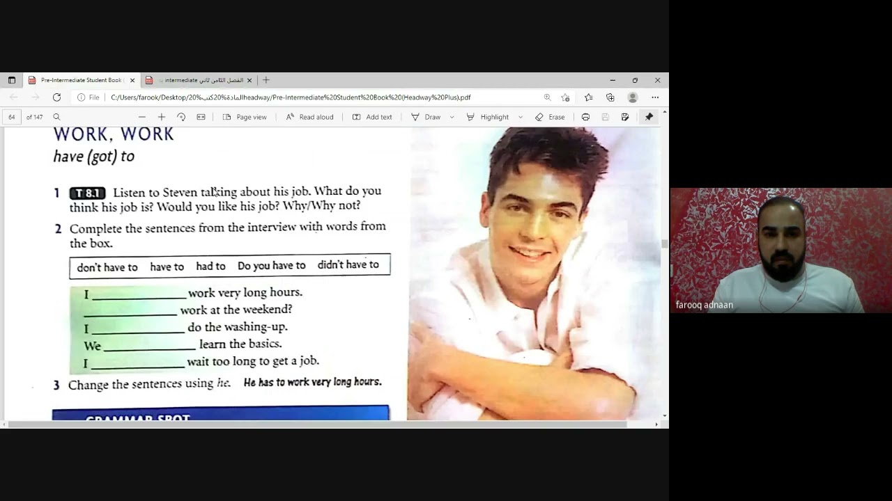 الفصل الثامن مرحلة ثانية تمريض ( Headway intermediate)unit 8