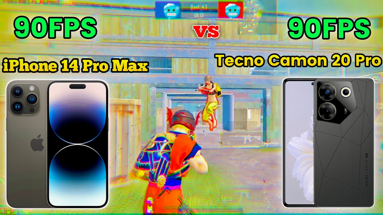 iPhone 14 Pro Max vs Tecno Camon 20 Pro Bgmi Test | 90FPS vs 90FPS | 1v1 Challenge Bgmi | 1v1 TDM