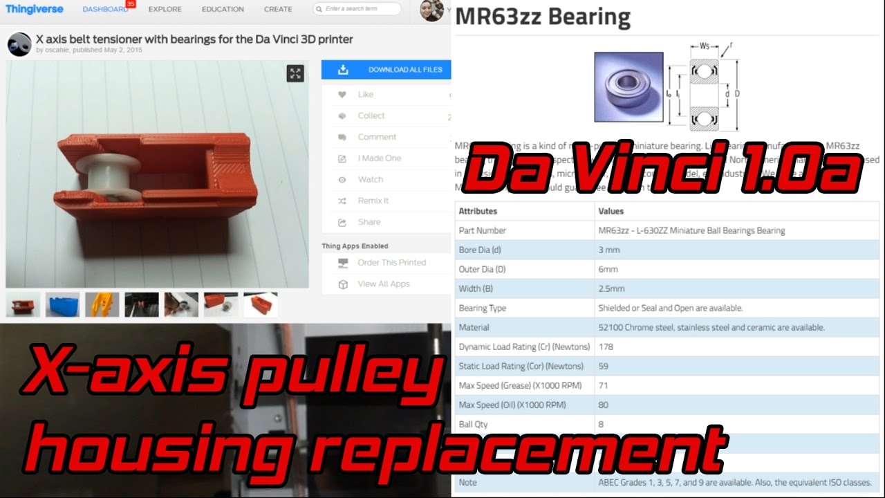 Da vinci 1.0a - X axis pulley housing replacement (Absolute must)
