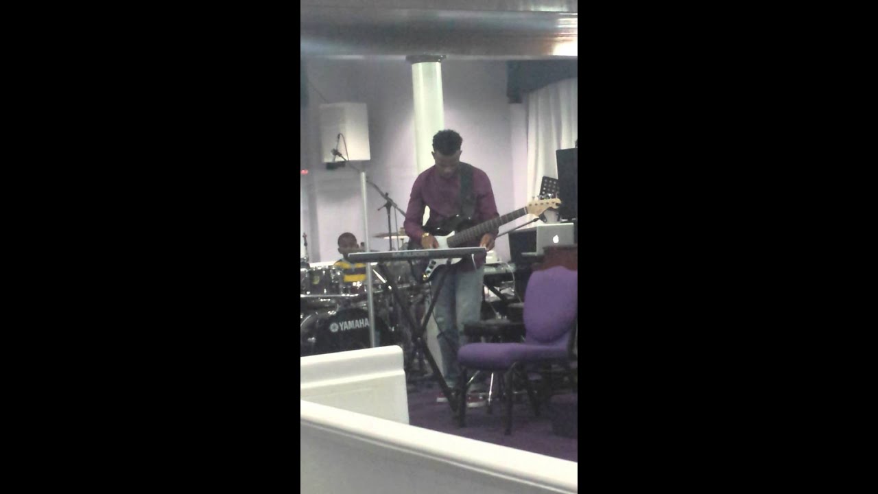 Young musician Warren Brown Jr playing drums,keys, bass same time