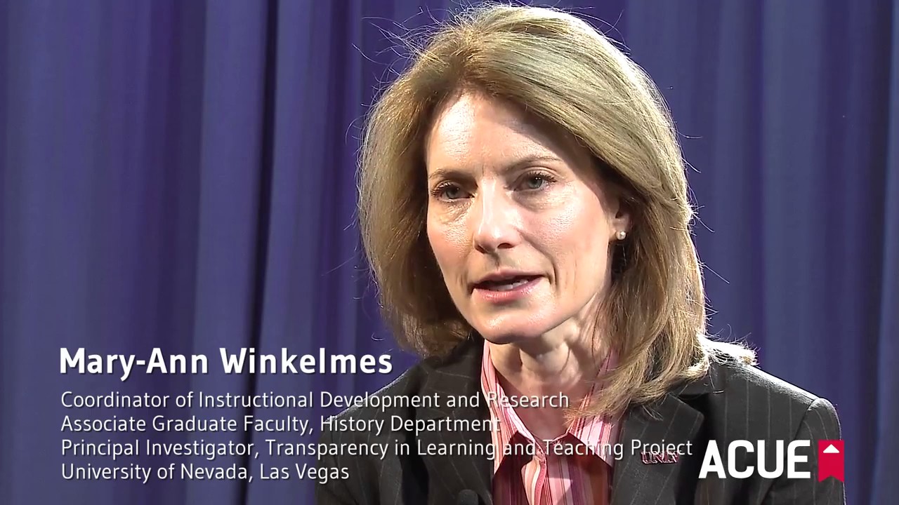 Mary Ann Winkelmes  Transparency Framework 3 Criteria