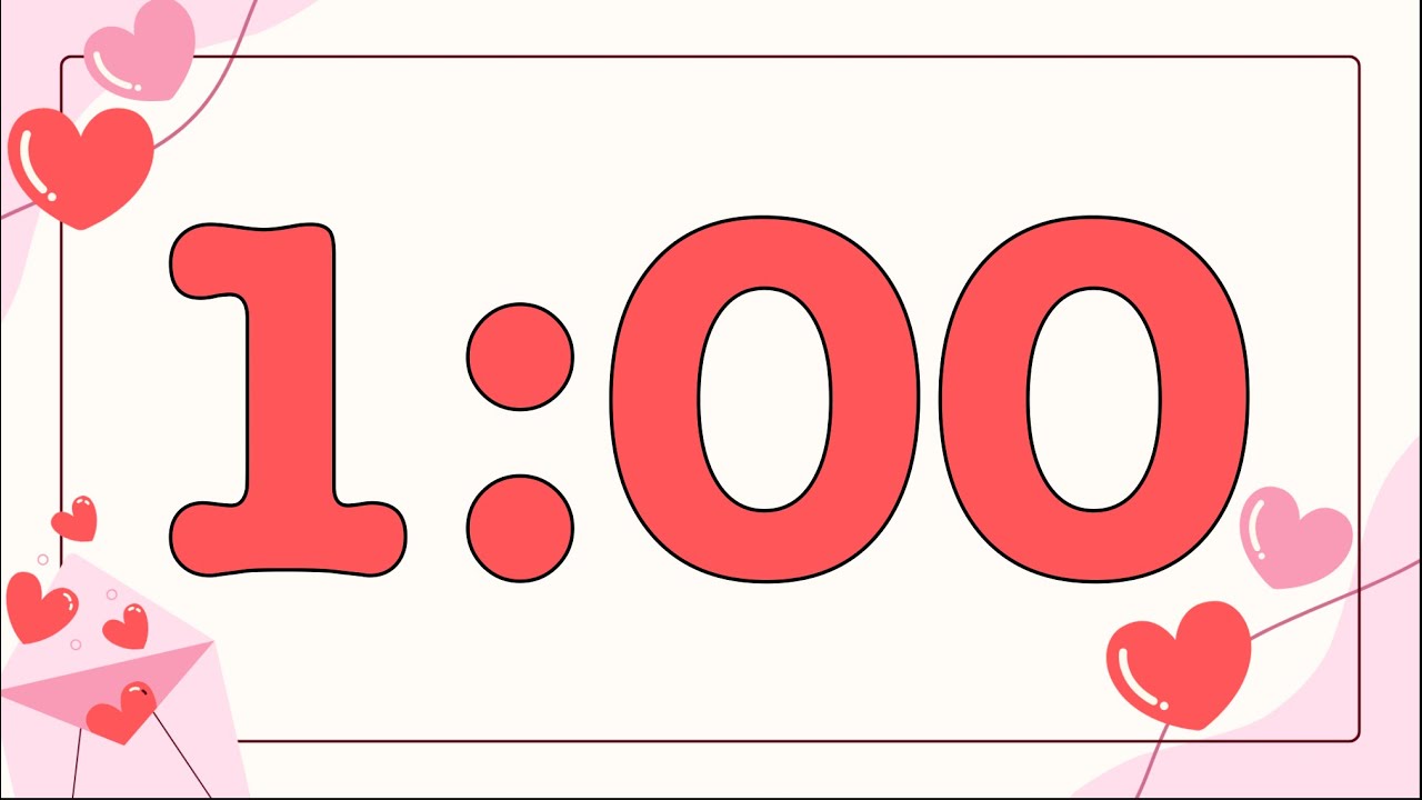 1 Minute Valentine's Day Letter Timer (Fun Bells Alarm at End, No Music)